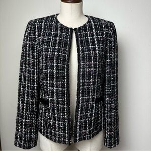 Tahari Tweed Collarless Blazer